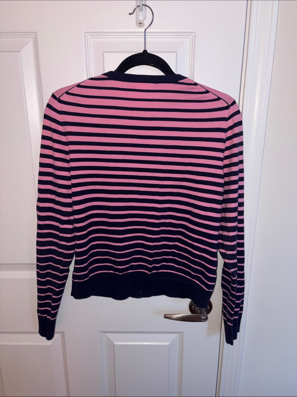 Lilly Pulitzer Striped Pink and Navy Crewneck Cardigan Sweater - Picture 4 of 4